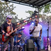 A band plays at Pelham's Music in the Park.