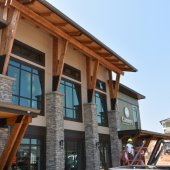 Construction at the Canopy Park Apartments clubhouse nears completion. 