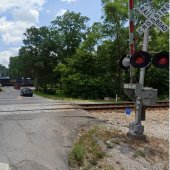 Pelham railroad crossing at Highway 52 West.