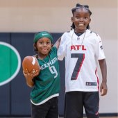 Two boys with a football