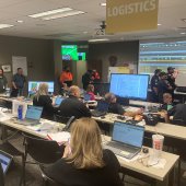 Pelham employees staff the Emergency Operations Center during the severe weather threat on March 15.
