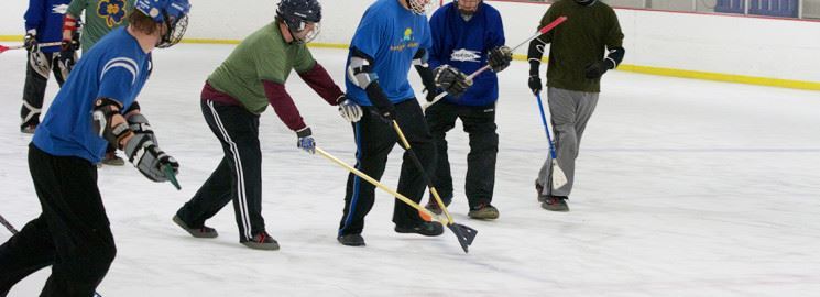 Group Playing Broomball