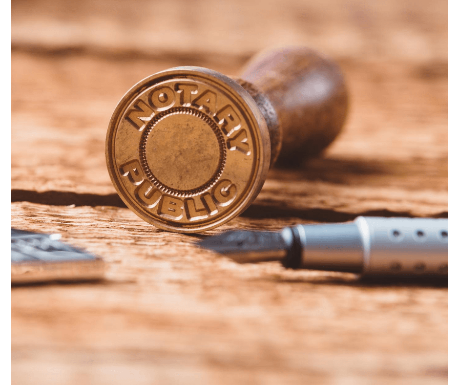 photo of a notary stamp on a table