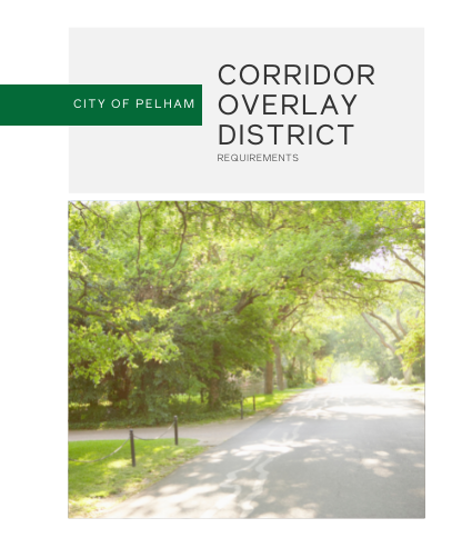 Cooridor Overlay District with a scene from a city street with a street sign