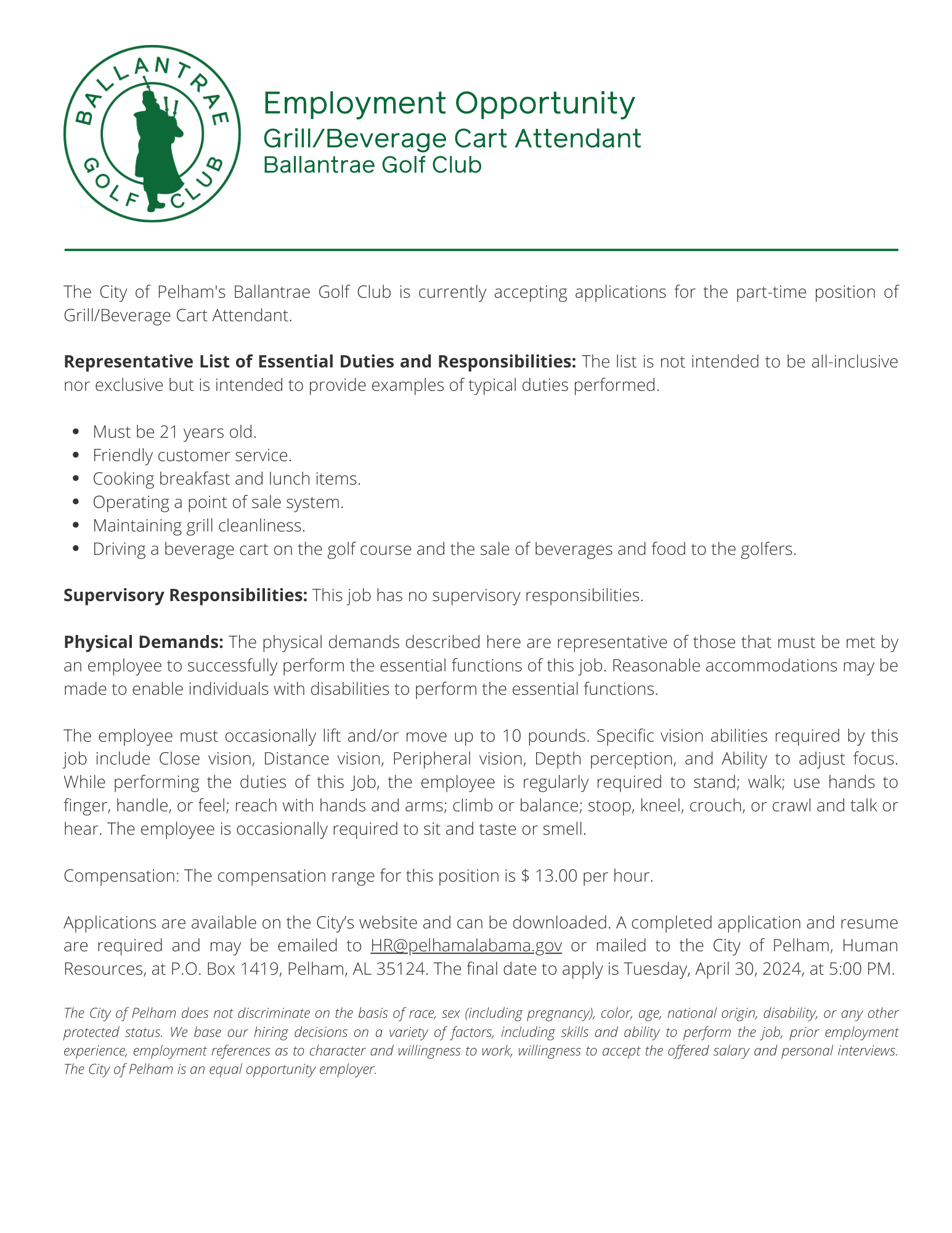 Ballantrae - MA - Grill Beverage Cart Attendant 2024 02